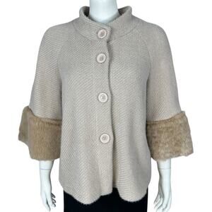 Made in Italy Swing Jacket Womens Size Medium 3/4 Sleeve Mob Wife Faux Fur